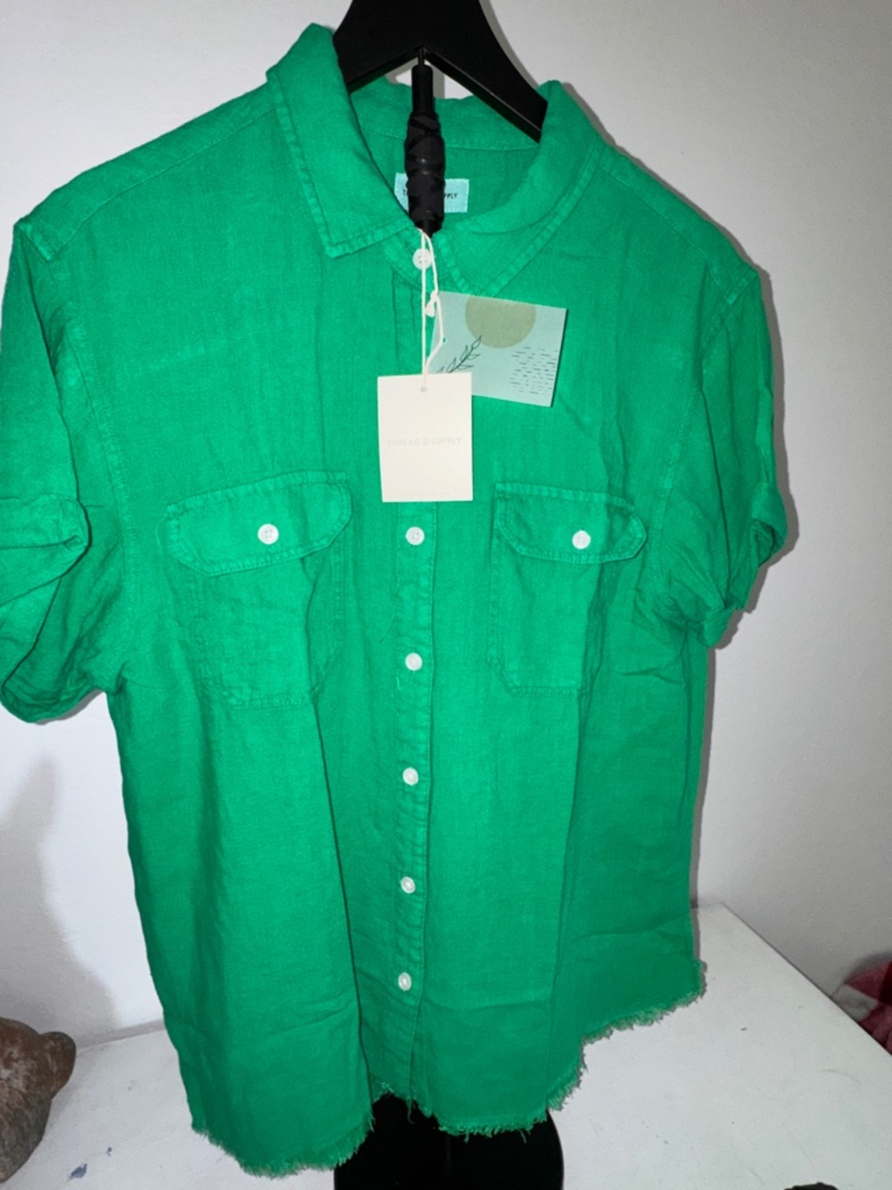 Thread & Supply Emerald Green Button-Up Shirt